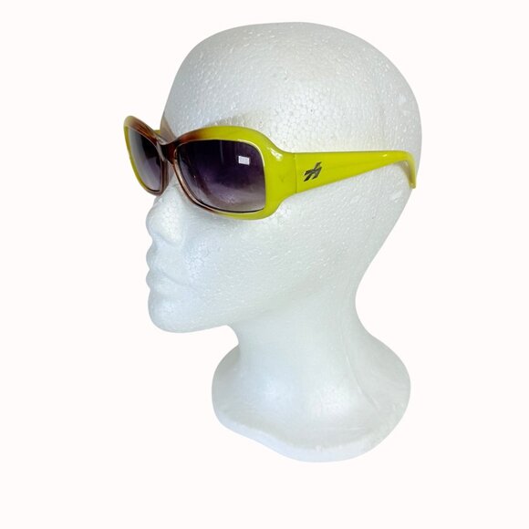 Y2K Oversized Retro Sunglasses Lime Green Brown Gradient Womens 2000s Statement main image 11